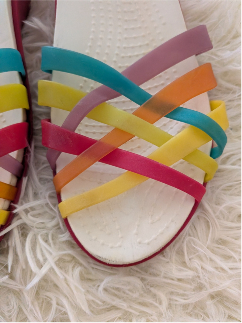 Crocs Huarache Rainbow Slingback Sandals Women's 9W Multicolor Comfort - Picture 4 of 11